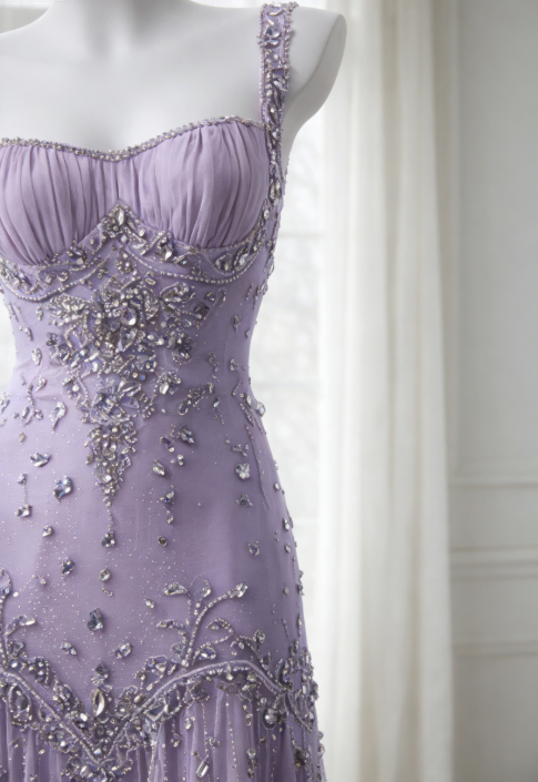 Classy Purple Prom Dress Beaded Tulle Straps Sheath Evening Dress Sleeveless Birthday Dress DP05231