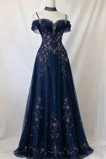 Classy Purple Prom Dress Chiffon Beaded Off-shoulder A-Line Evening Dress Sleeveless Birthday Dress DP05234