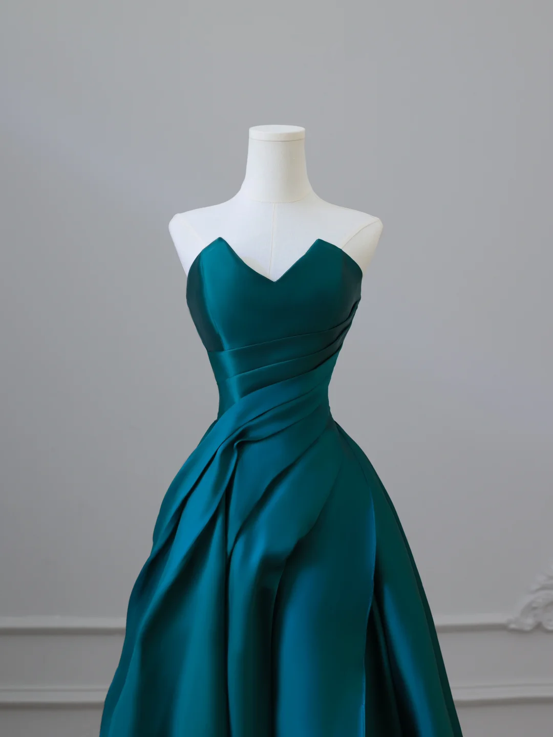 Elegant Green Strapless A-Line Satin Long Formal Evening Party Dresses, HZ0319