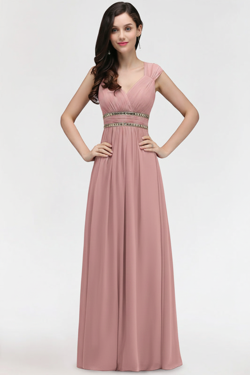 Chic Ruched Chiffon Aline Formal Dress Burgundy Bridesmaid Dress with Beadings