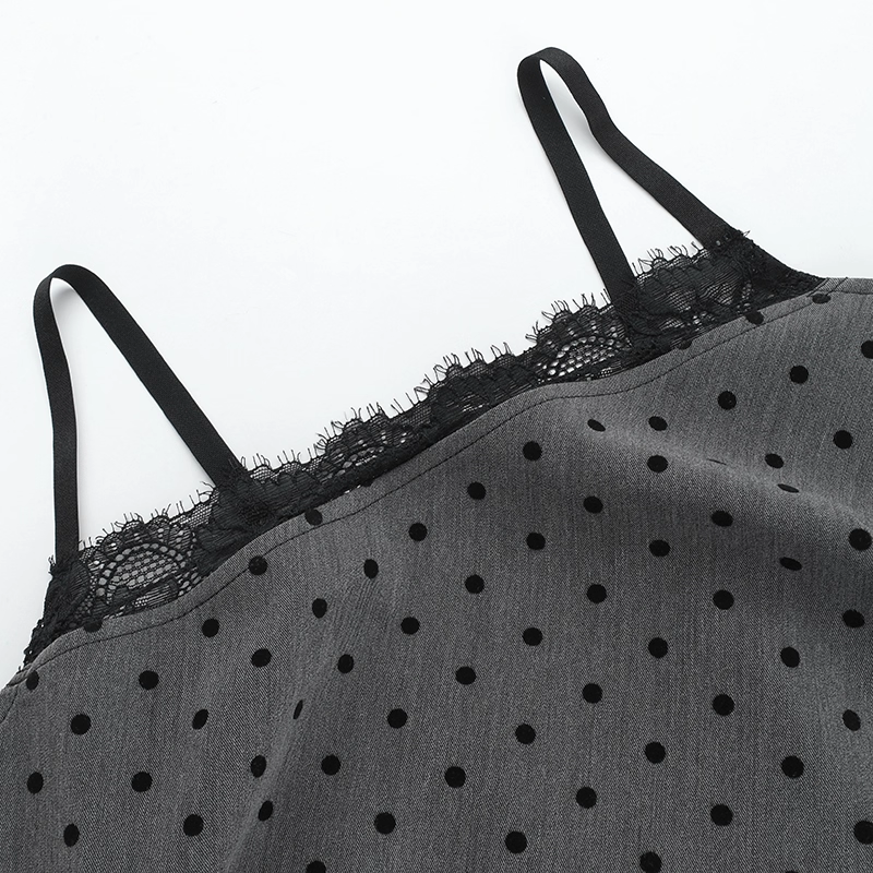 Vintage Gray Dot Pattern Spaghetti Strap Sheath Short Summer Dresses Party Dress Homecoming Dress HZ1024