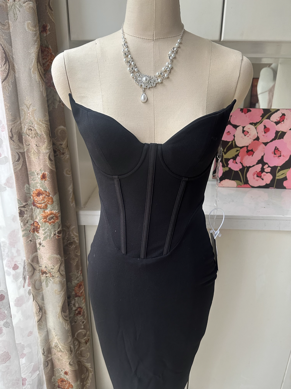 Chic Sheath Evening Gown Strapless Party Dress Ankle Length Formal Dress HZ1024