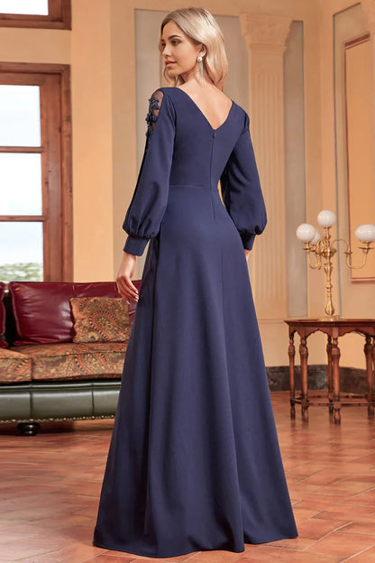 A-Line Long Sleeves Mother of the Bride Dress with Beading