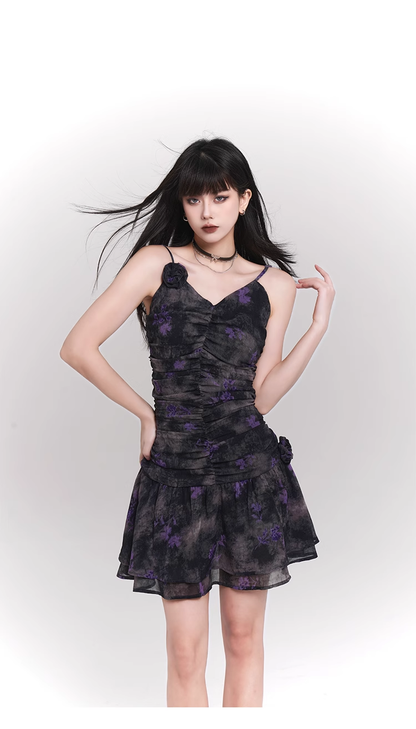 Simple Fashion Design Floral Pattern Women Spaghetti Strap Dress HZ1024