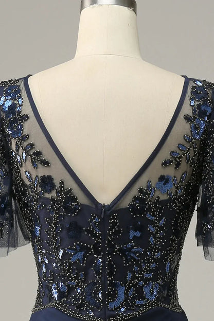 A-line Appliques Sequin Mother of Bride Dress