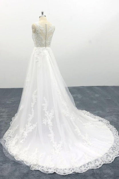 Elegant Appliques Tulle A-line Wedding Dress