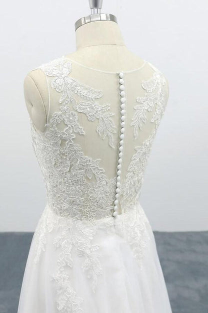 Elegant Appliques Tulle A-line Wedding Dress