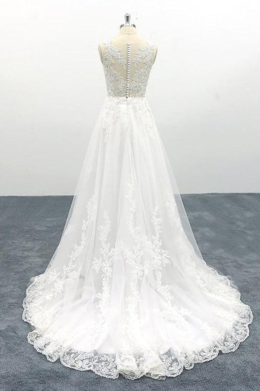 Elegant Appliques Tulle A-line Wedding Dress