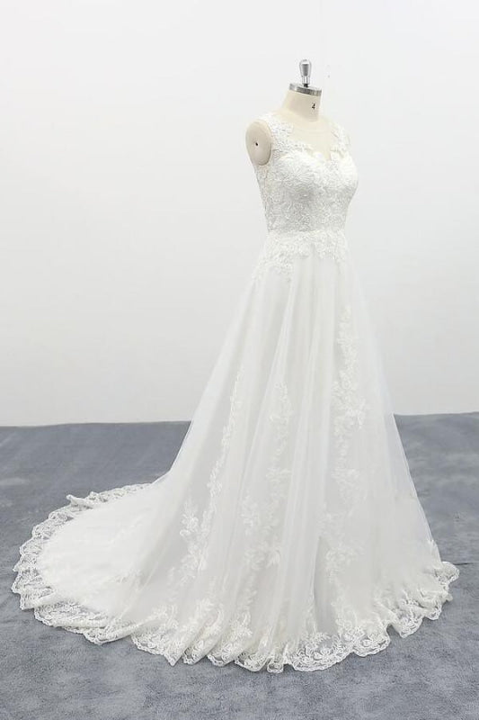 Elegant Appliques Tulle A-line Wedding Dress