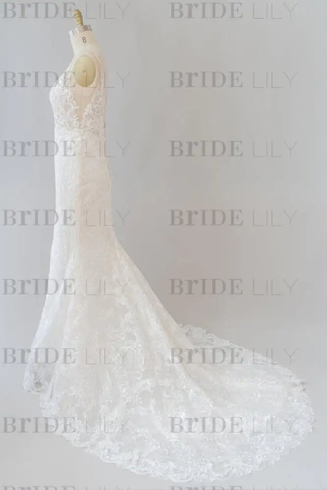 Elegant Appliques V-neck Sheath Wedding Dress Sleeveless
