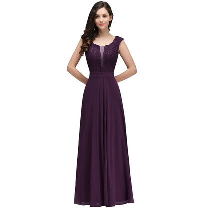 Elegant Cap Sleeves Sweetheart ALine Evening Dresses with Sash Floral Lace Appliques Formal Dresses