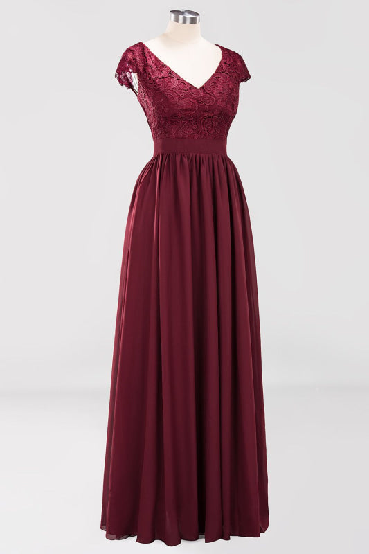 Elegant Lace Open-Back Burgundy Bridesmaid Dresses