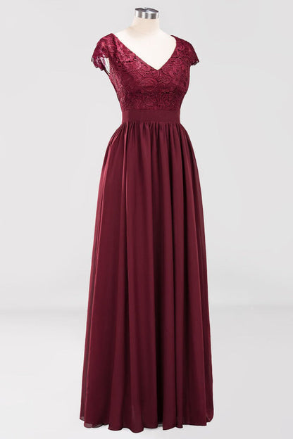 Elegant Lace Open-Back Burgundy Bridesmaid Dresses
