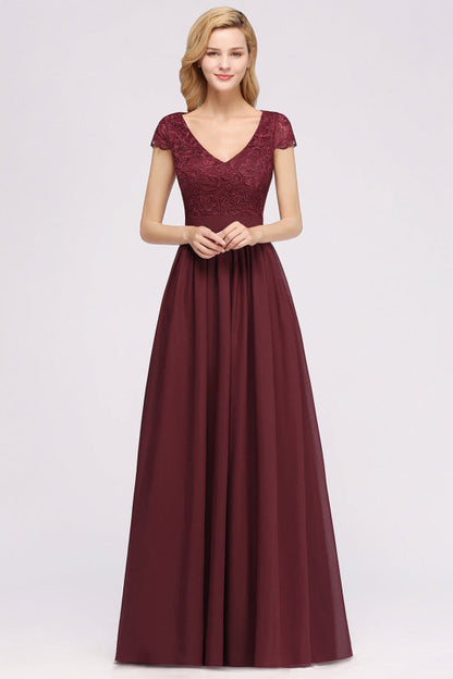 Elegant Lace Open-Back Burgundy Bridesmaid Dresses