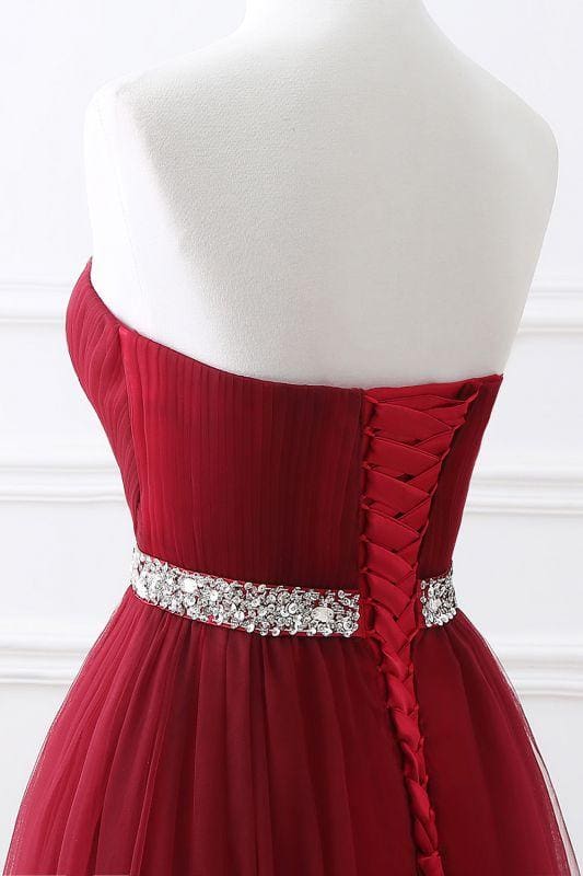 Elegant Strapless Sweetheart Tulle Ball Gown Prom Dress Long