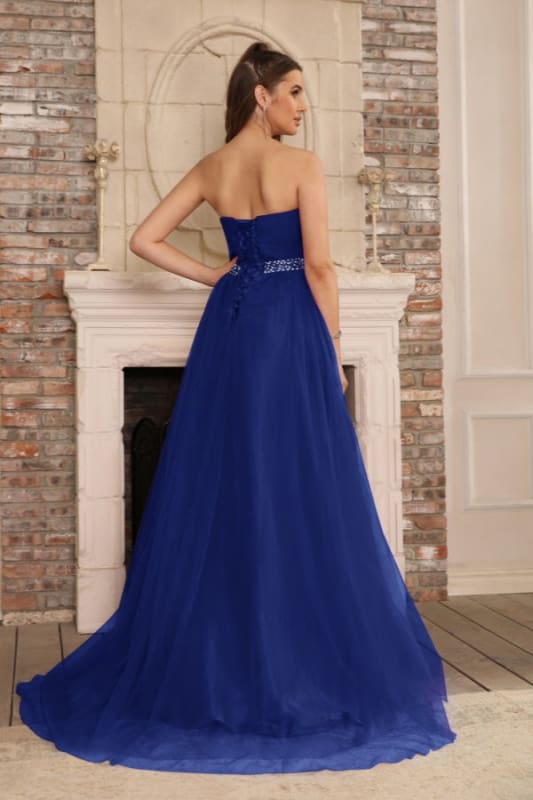 Elegant Strapless Sweetheart Tulle Ball Gown Prom Dress Long