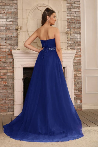 Elegant Strapless Sweetheart Tulle Ball Gown Prom Dress Long