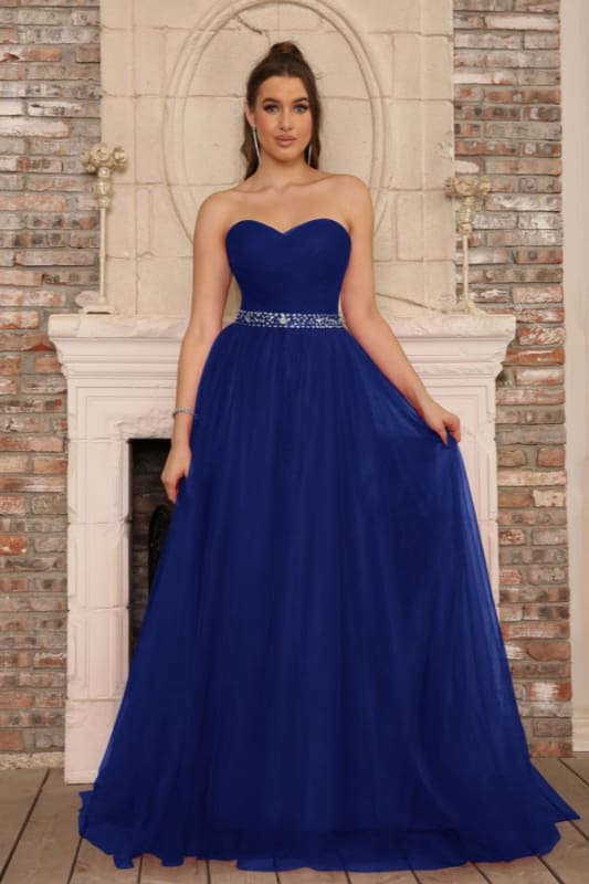 Elegant Strapless Sweetheart Tulle Ball Gown Prom Dress Long