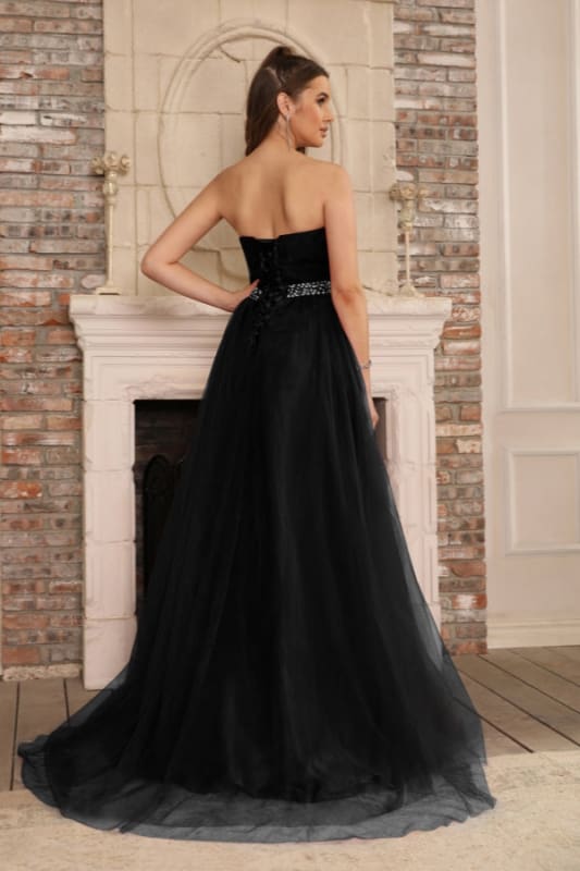 Elegant Strapless Sweetheart Tulle Ball Gown Prom Dress Long