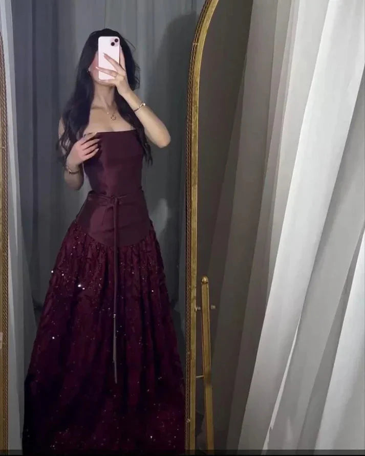 Navy Blue Long Prom Dresses Satin Evening Gowns Dresses Elegant