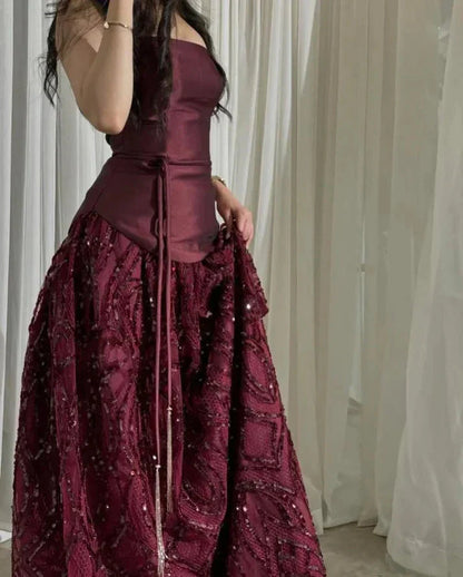 Navy Blue Long Prom Dresses Satin Evening Gowns Dresses Elegant