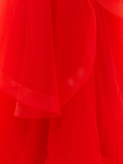 Elisa |Light Pink A Line Strapless Organza Prom Dress