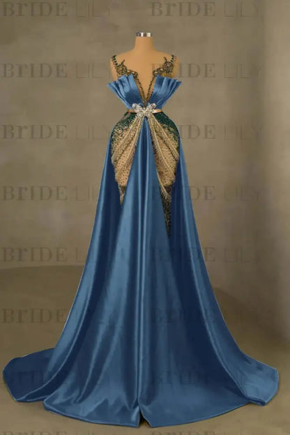 Emerald Green Mermaid Prom Dress Sleeveless Spaghetti Strap Long Evening Gown