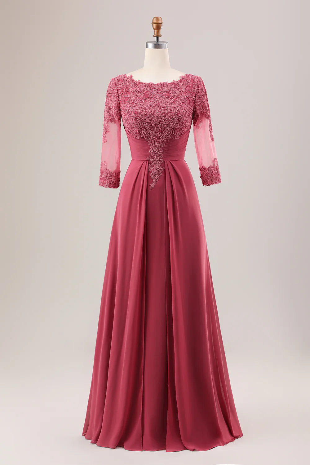 A Line Scoop Neck Chiffon Mother of Bride Dress with Appliques