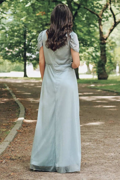 Chiffon Cap Sleeve A-Line Long Bridesmaid Dress