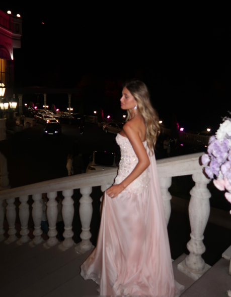 Chiffon Prom Dresses Long with Silver Beaded A Line Wedding Party Outfits
