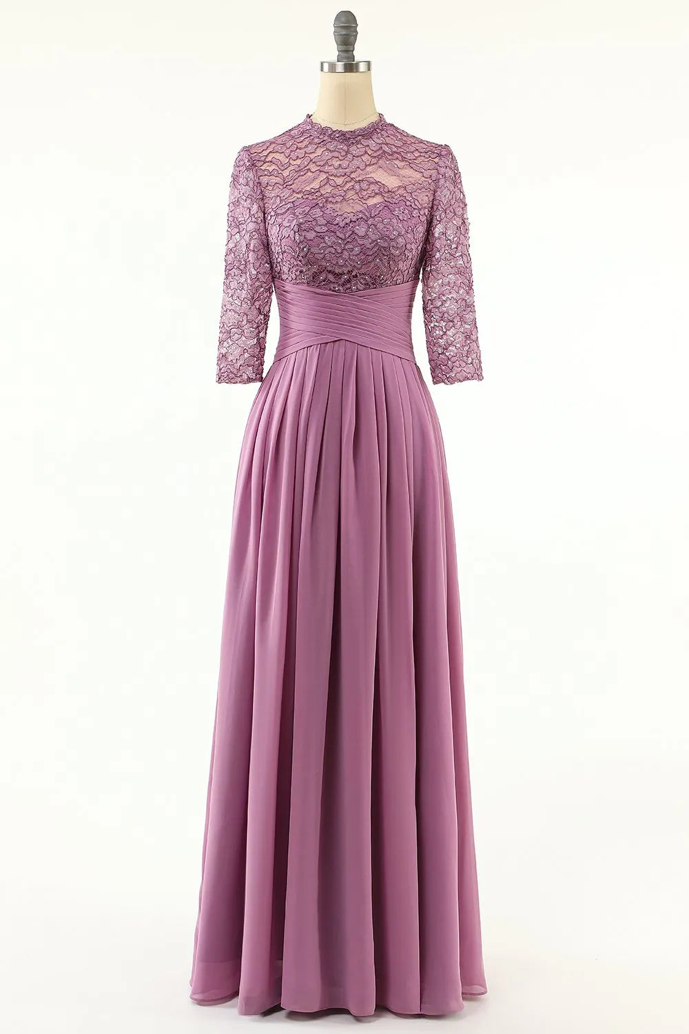 Grape colored chiffon lace long bridal mother dress