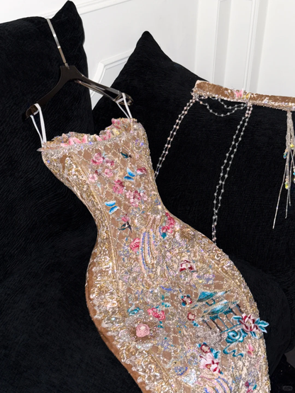 Gorgeous Shiny Beaded Exquisite Embroidery Mermaid Long Evening Dress Prom Dresses HZ1024