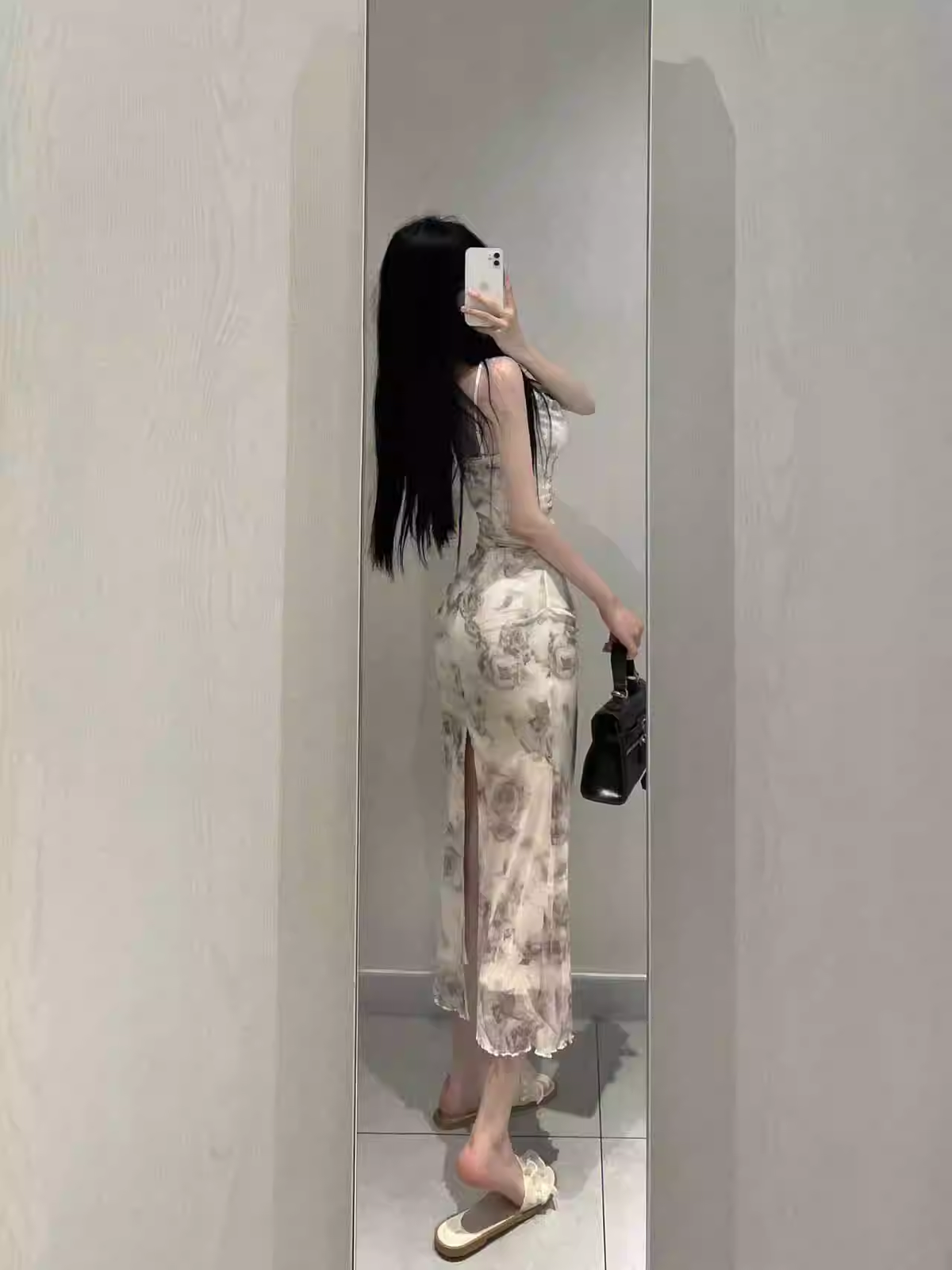 New Fashion Rose Floral Design A-line Sleeveless Spaghetti Strap Dress HZ1024
