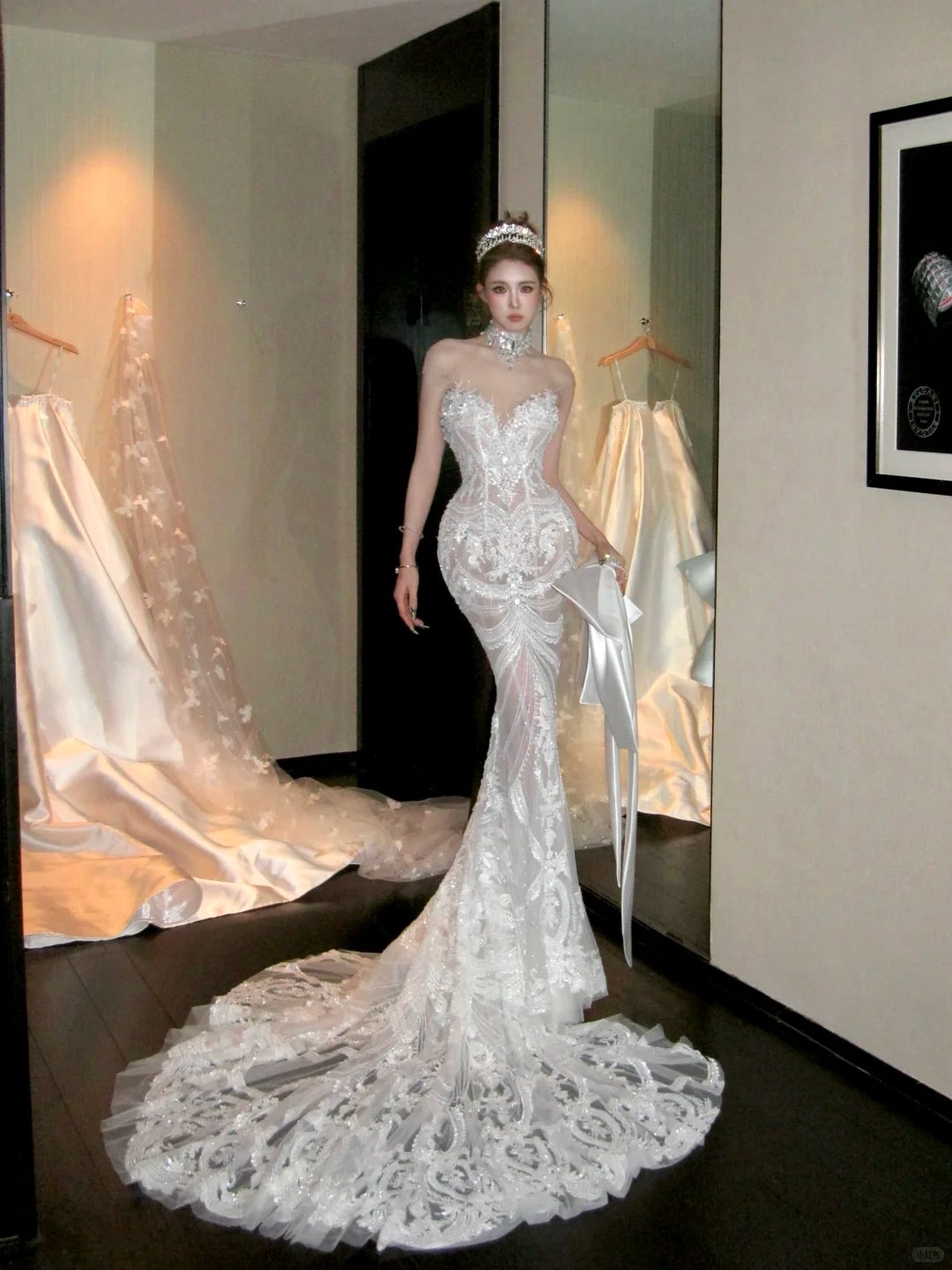 Elegant Glittering Beaded Sequined Applique Sweetheart Design Mermaid Wedding Dress Prom Dress Evening Dress HZ1024
