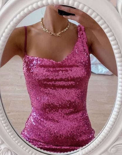 Sequins Fuchisa Short Homecoming Dress Birthday Party Dress c2923