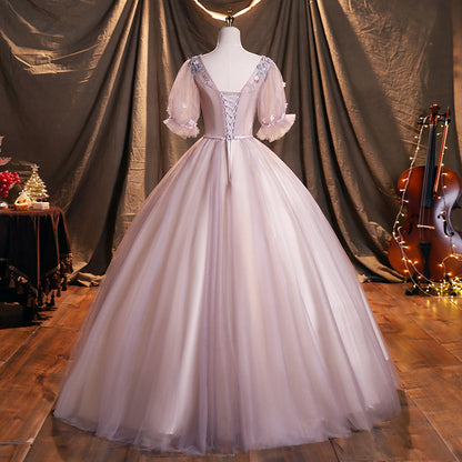 Cute tulle lace long ball gown dress formal dress  8914