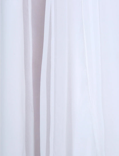 Sheath / Column Bridesmaid Dress Bateau Neck Sleeveless Open Back Ankle Length Chiffon / Jersey with Split Front