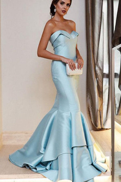 Strapless Mermaid Prom Dress Floor Length Evening Gown