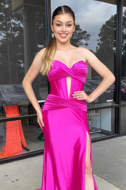 Sweetheart Cut Out Mermaid Long Prom Dress with Slit