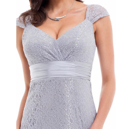 Glamorous Cap Sleeve Lace Mermaid Long Evening Gowns Online