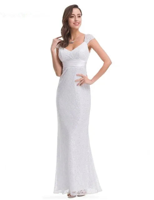 Glamorous Cap Sleeve Lace Mermaid Long Evening Gowns Online