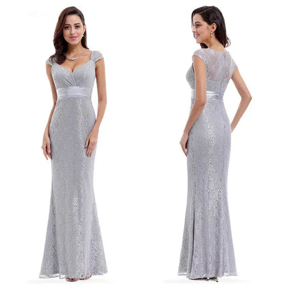 Glamorous Cap Sleeve Lace Mermaid Long Evening Gowns Online