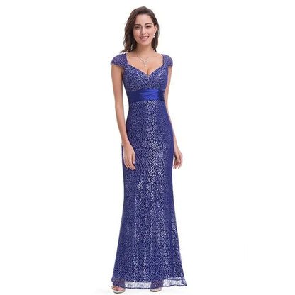 Glamorous Cap Sleeve Lace Mermaid Long Evening Gowns Online