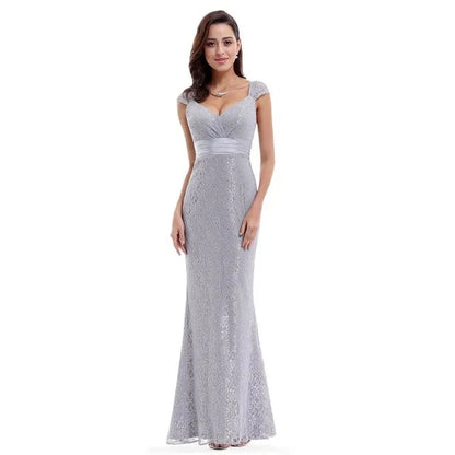 Glamorous Cap Sleeve Lace Mermaid Long Evening Gowns Online