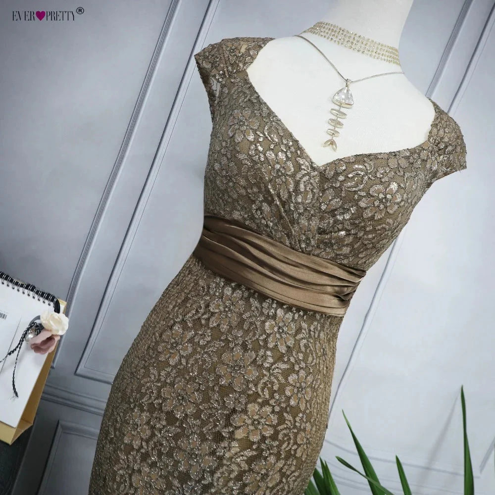 Glamorous Cap Sleeve Lace Mermaid Long Evening Gowns Online