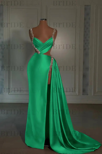 Glamorous Pink Prom Dress Sweetheart Spaghetti Strap with High Slit Trail