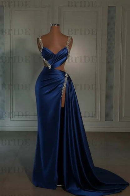 Glamorous Pink Prom Dress Sweetheart Spaghetti Strap with High Slit Trail