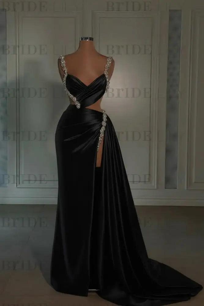 Glamorous Pink Prom Dress Sweetheart Spaghetti Strap with High Slit Trail
