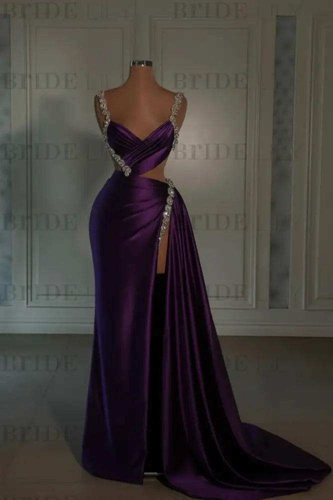 Glamorous Pink Prom Dress Sweetheart Spaghetti Strap with High Slit Trail