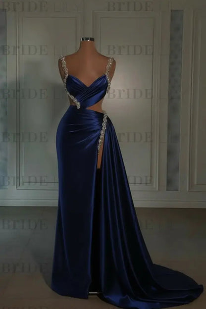 Glamorous Pink Prom Dress Sweetheart Spaghetti Strap with High Slit Trail